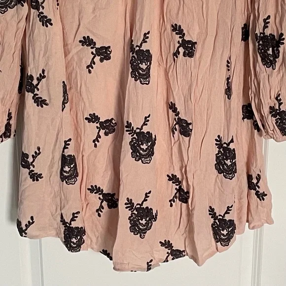 Free People Pink Black Floral Embroidered Cutout Austin Emma Dress 47029 - Picture 9 of 15